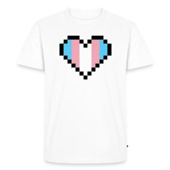 Fierté transgenre Pixel Art Cœur - T-shirt Premium bio Homme - blanc - Devant - Nico (187cm)