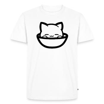 Cozy cat in bowl - Men's Premium Organic T-Shirt - white - Front - Nico (187cm)