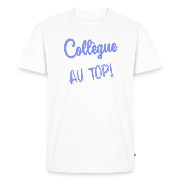 COLLEGUE. DEPART. RETRAITE. EMPLOI. HUMOUR - T-shirt Premium bio Homme - blanc - Devant - Nico (187cm)