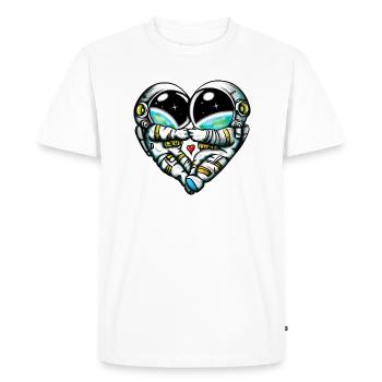 Space Love - Men's Premium Organic T-Shirt - white - Front - Nico (187cm)
