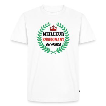 MEILLEUR ENSEIGNANT DU MONDE - T-shirt Premium bio Homme - blanc - Devant - Nico (187cm)