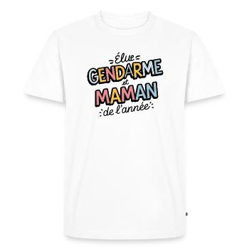 Elue gendarme et maman de l'année - T-shirt Premium bio Homme - blanc - Devant - Nico (187cm)