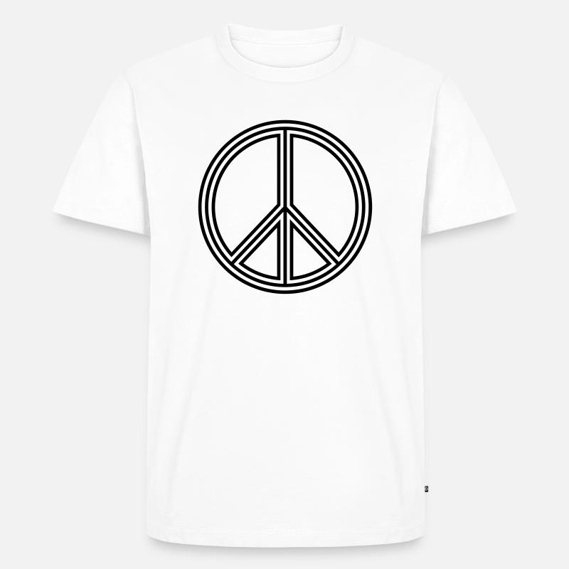 Peacesign Bold Inline - Männer Premium Bio T-Shirt - Weiß