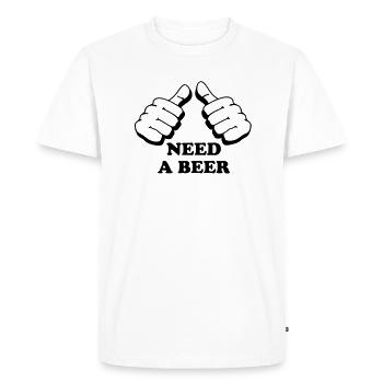 J'ai besoin d'une bière - T-shirt Premium bio Homme - blanc - Devant - Nico (187cm)