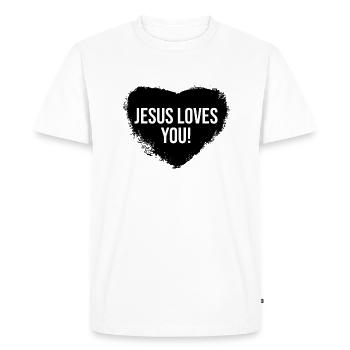 Jésus vous aime coeur Bible cadeau chrétien - T-shirt Premium bio Homme - blanc - Devant - Nico (187cm)