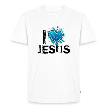 j'aime jésus de - T-shirt Premium bio Homme - blanc - Devant - Nico (187cm)
