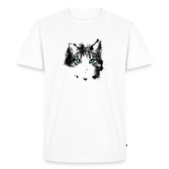 Yeux chat - T-shirt Premium bio Homme - blanc - Devant - Nico (187cm)