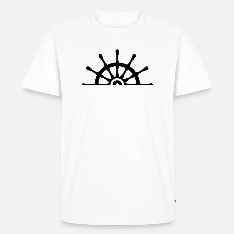 Half Ship Steering Wheel - Männer Premium Bio T-Shirt - Weiß