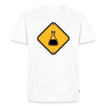 caution science shield note caution flues - Men's Premium Organic T-Shirt - white - Front - Nico (187cm)