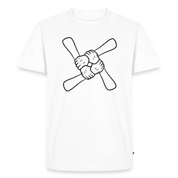 Équipe 4 amis tenant par la main l'équipage aiment la poignée de main - T-shirt Premium bio Homme - blanc - Devant - Nico (187cm)