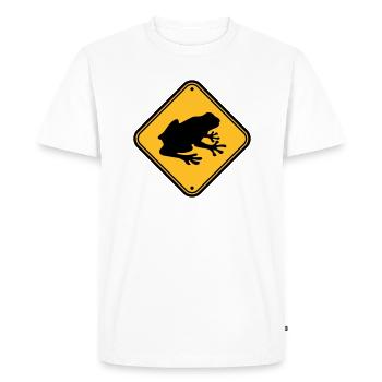 caution frog shield warning warning zon - Men's Premium Organic T-Shirt - white - Front - Nico (187cm)