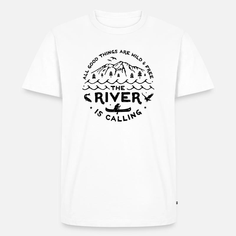 River is Calling s - Männer Premium Bio T-Shirt - Weiß