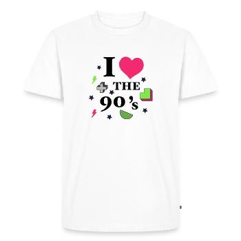 I Love the 90's années 90 90 - T-shirt Premium bio Homme - blanc - Devant - Nico (187cm)
