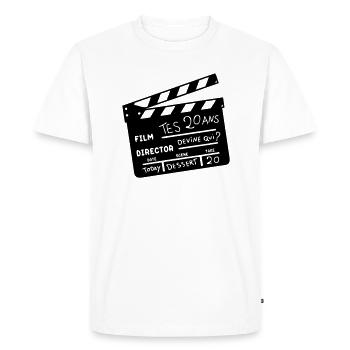20 ans clap cinema anniversaire - T-shirt Premium bio Homme - blanc - Devant - Nico (187cm)