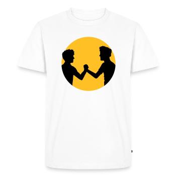 sun circle around 2 friends team couple brother hands - Men's Premium Organic T-Shirt - white - Front - Nico (187cm)