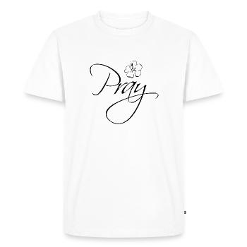 prier fleur fleur - T-shirt Premium bio Homme - blanc - Devant - Nico (187cm)
