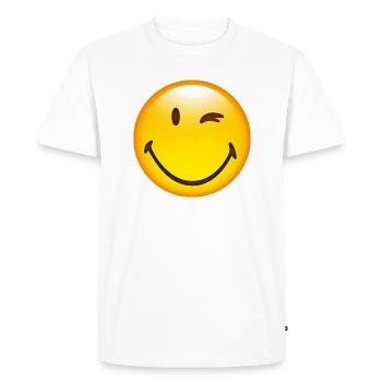 Smiley Glossy Happy Blink - Men's Premium Organic T-Shirt - white - Front - Nico (187cm)