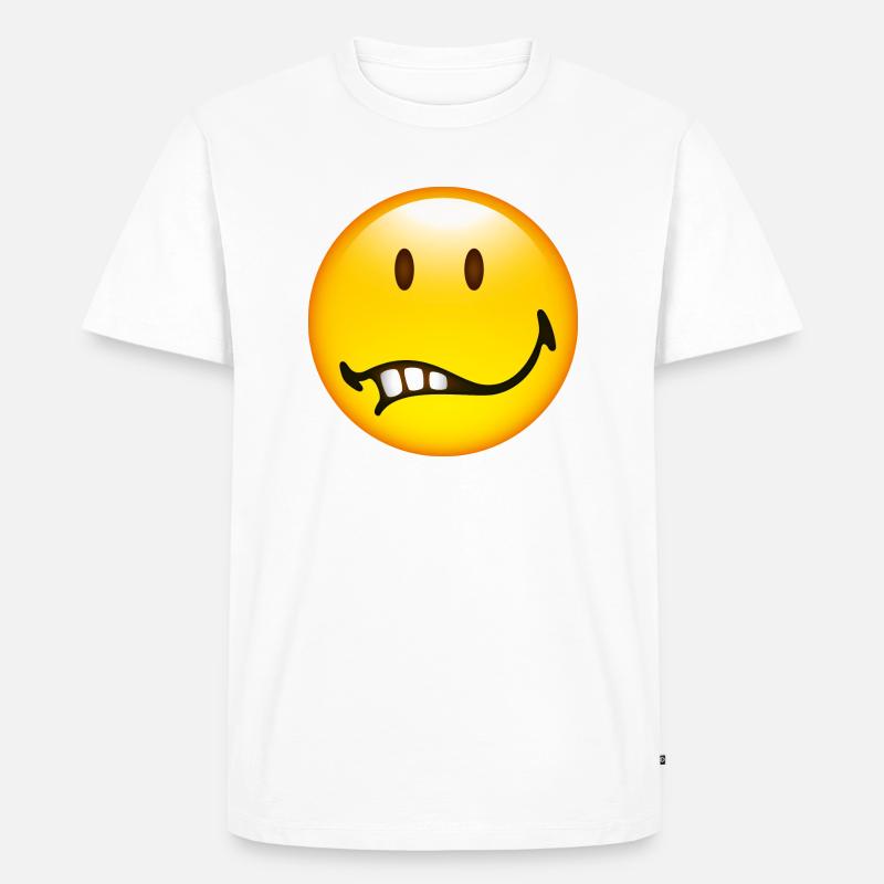Smiley Glossy Doubt - Männer Premium Bio T-Shirt - Weiß