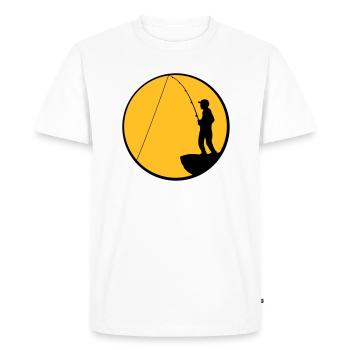 pêcheur falaise mer pente ronde lune nuit pêcheur - T-shirt Premium bio Homme - blanc - Devant - Nico (187cm)