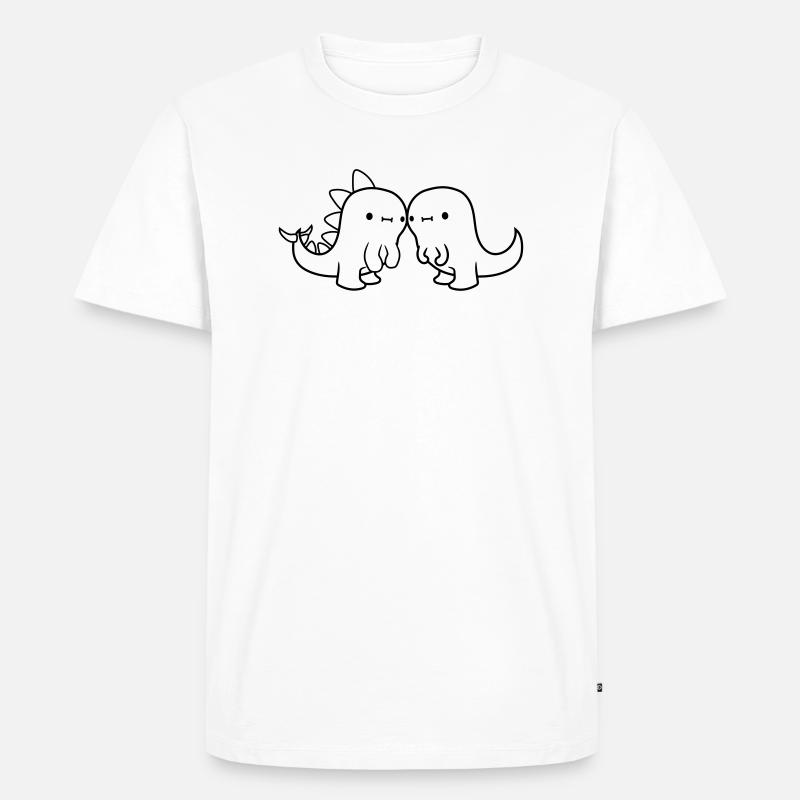 Verliebtes Dinosaurier Paerchen - Männer Premium Bio T-Shirt - Weiß