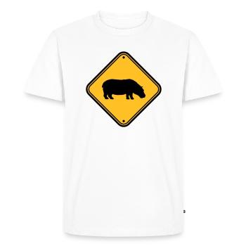 Attention bouclier d'hippopotame - T-shirt Premium bio Homme - blanc - Devant - Nico (187cm)