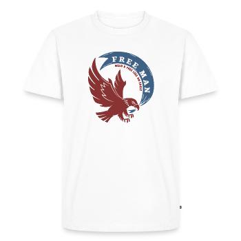 Homme libre Libre comme un aigle - T-shirt Premium bio Homme - blanc - Devant - Nico (187cm)