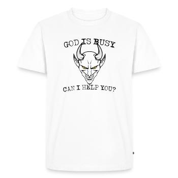 DIEU EST OCCUPÉ PUIS-JE VOUS AIDER CHEMISE TUMBLR SATAN - T-shirt Premium bio Homme - blanc - Devant - Nico (187cm)