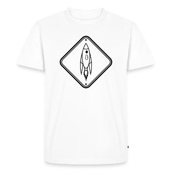 Panneau signal fusée - T-shirt Premium bio Homme - blanc - Devant - Nico (187cm)
