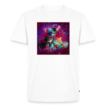 chats, coloré, peinture, aquarelle, graffiti, chaton - T-shirt Premium bio Homme - blanc - Devant - Nico (187cm)