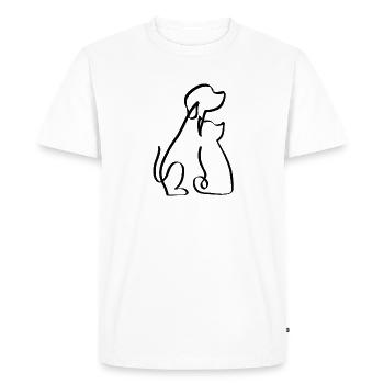 One line dog and cat black - Men's Premium Organic T-Shirt - white - Front - Nico (187cm)