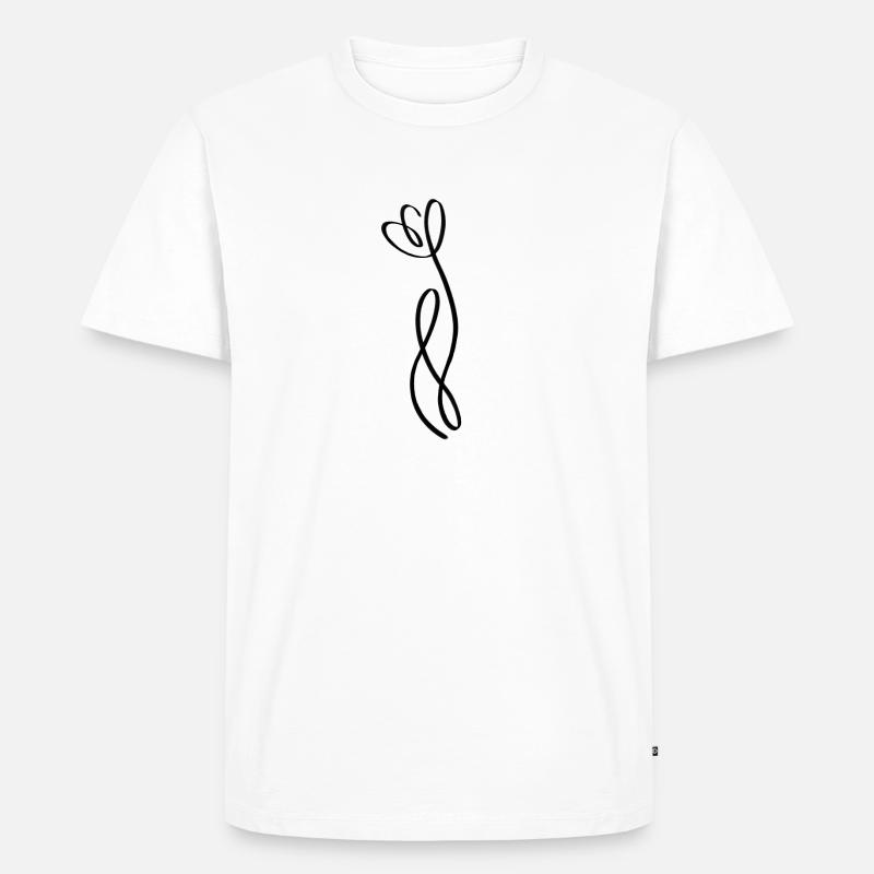 One Line Tulpe schwarz - Männer Premium Bio T-Shirt - Weiß