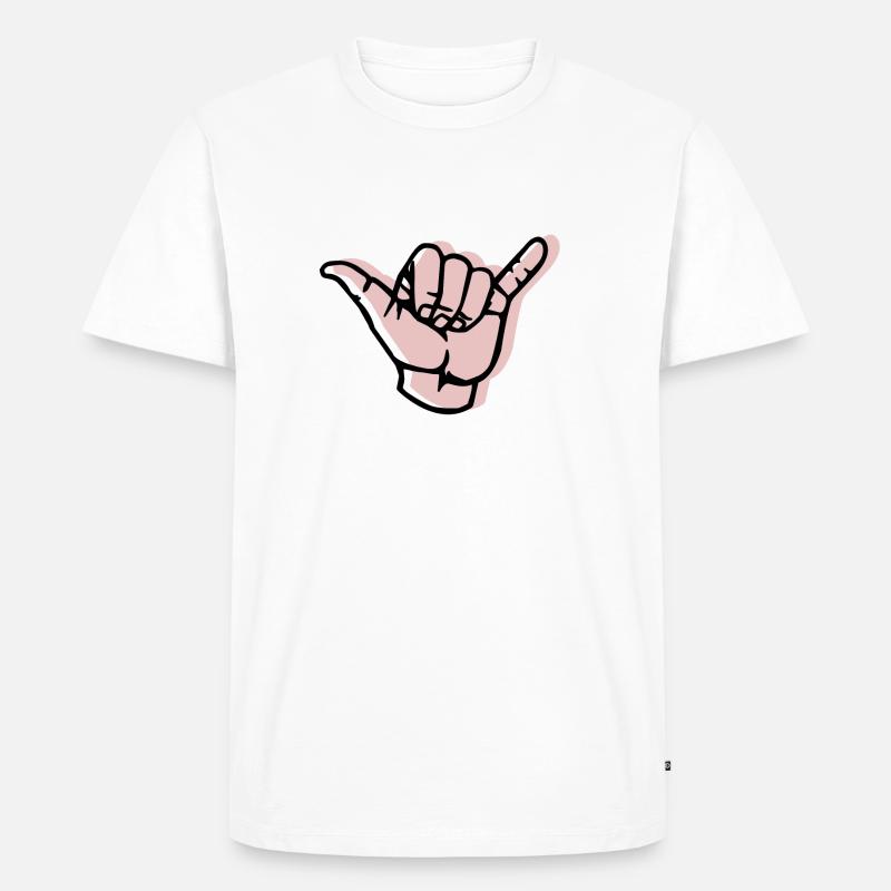 Hand - Shaka - Versatz - Männer Premium Bio T-Shirt - Weiß