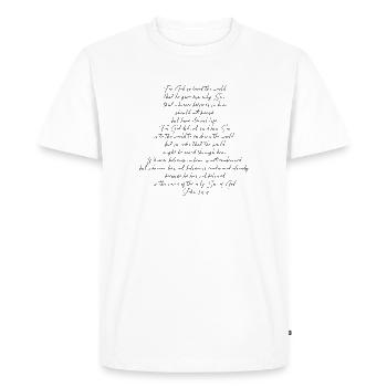 Verset de la Bible Jésus - T-shirt Premium bio Homme - blanc - Devant - Nico (187cm)