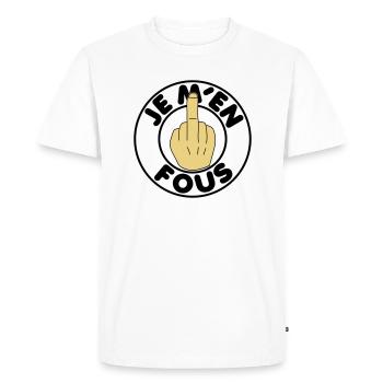 Je m'en fous - T-shirt Premium bio Homme - blanc - Devant - Nico (187cm)