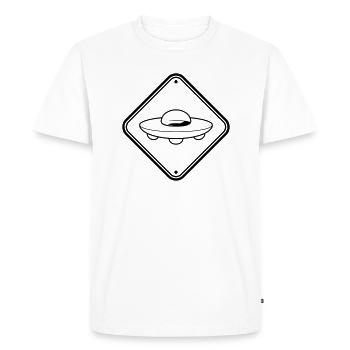 Sign pointing UFO - Men's Premium Organic T-Shirt - white - Front - Nico (187cm)