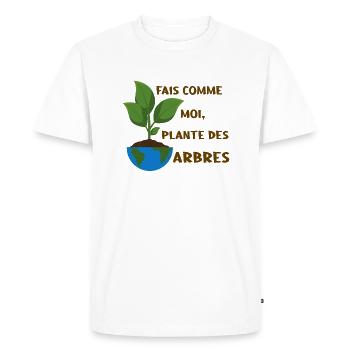 Fais comme moi, plante des arbres - T-shirt Premium bio Homme - blanc - Devant - Nico (187cm)