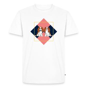 Treillis Cavalier Roi Charles Épagneul - T-shirt Premium bio Homme - blanc - Devant - Nico (187cm)