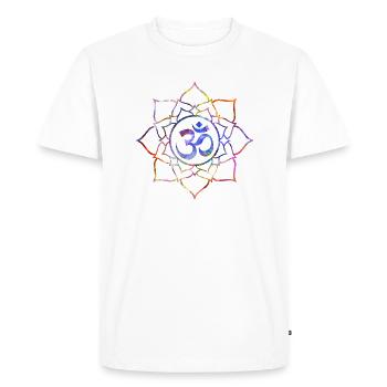 Yoga Art OM Style Univers Lotus - T-shirt Premium bio Homme - blanc - Devant - Nico (187cm)