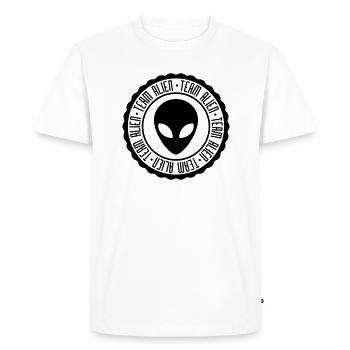 Team Alien rubber stamp - Men's Premium Organic T-Shirt - white - Front - Nico (187cm)