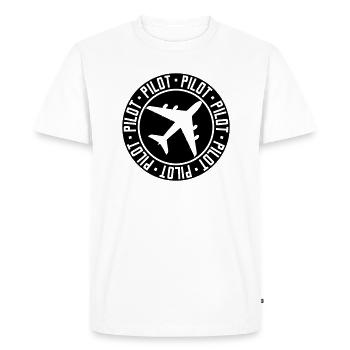Shield Stamp Pilot - Men's Premium Organic T-Shirt - white - Front - Nico (187cm)