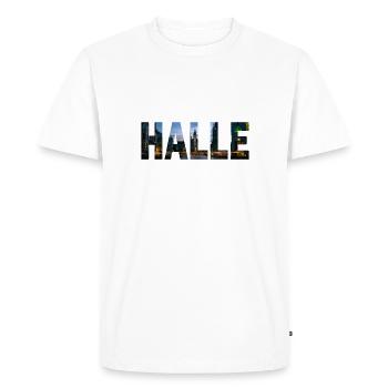 Place du marché de Halle (Saale) - T-shirt Premium bio Homme - blanc - Devant - Nico (187cm)
