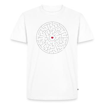 Coeur dans le labyrinthe - T-shirt Premium bio Homme - blanc - Devant - Nico (187cm)