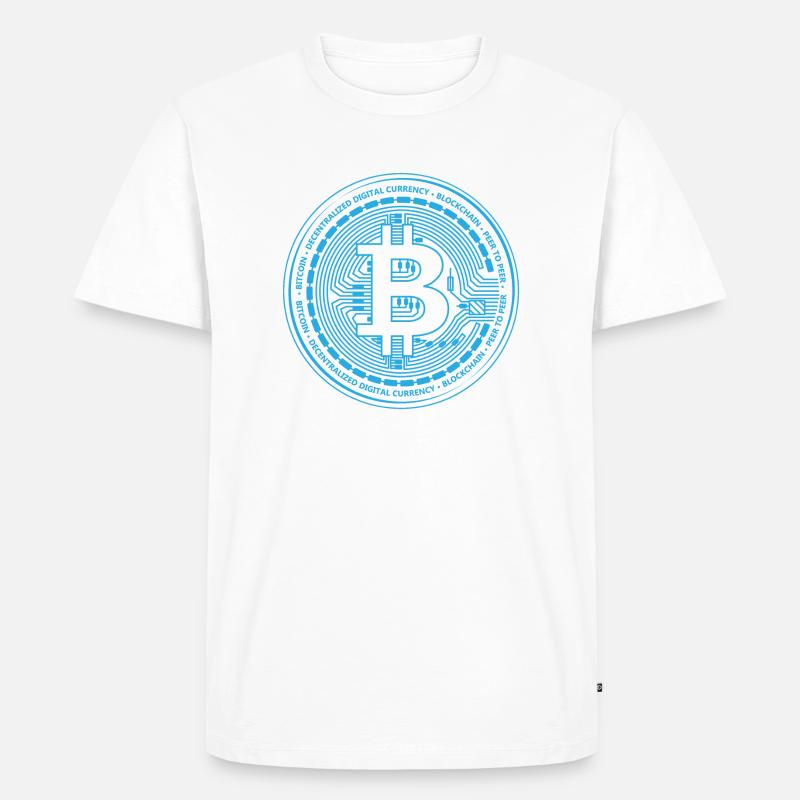 B Bitcoin blaue Schaltung - Männer Premium Bio T-Shirt - Weiß