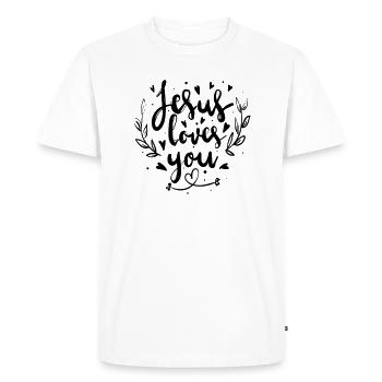 Jésus t'aime - T-shirt Premium bio Homme - blanc - Devant - Nico (187cm)