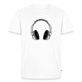 Casque Musique Musique Fête Danse - T-shirt Premium bio Homme - blanc - Devant - Nico (187cm)