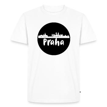 Prague, skyline, circle, shearer cut, black - Men's Premium Organic T-Shirt - white - Front - Nico (187cm)