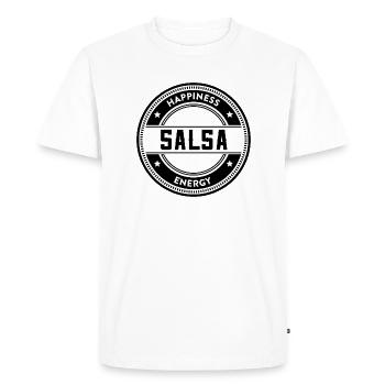 Salsa - Happiness & Energy - Men's Premium Organic T-Shirt - white - Front - Nico (187cm)