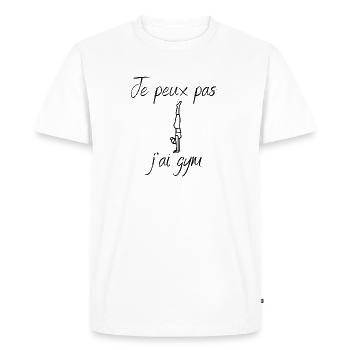 Je peux pas j'ai gym - T-shirt Premium bio Homme - blanc - Devant - Nico (187cm)