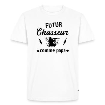 Futur chasseur comme papa - T-shirt Premium bio Homme - blanc - Devant - Nico (187cm)