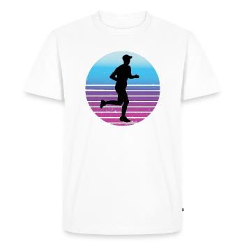 Tenue endurance Runner Vintage Marathon Motif - T-shirt Premium bio Homme - blanc - Devant - Nico (187cm)